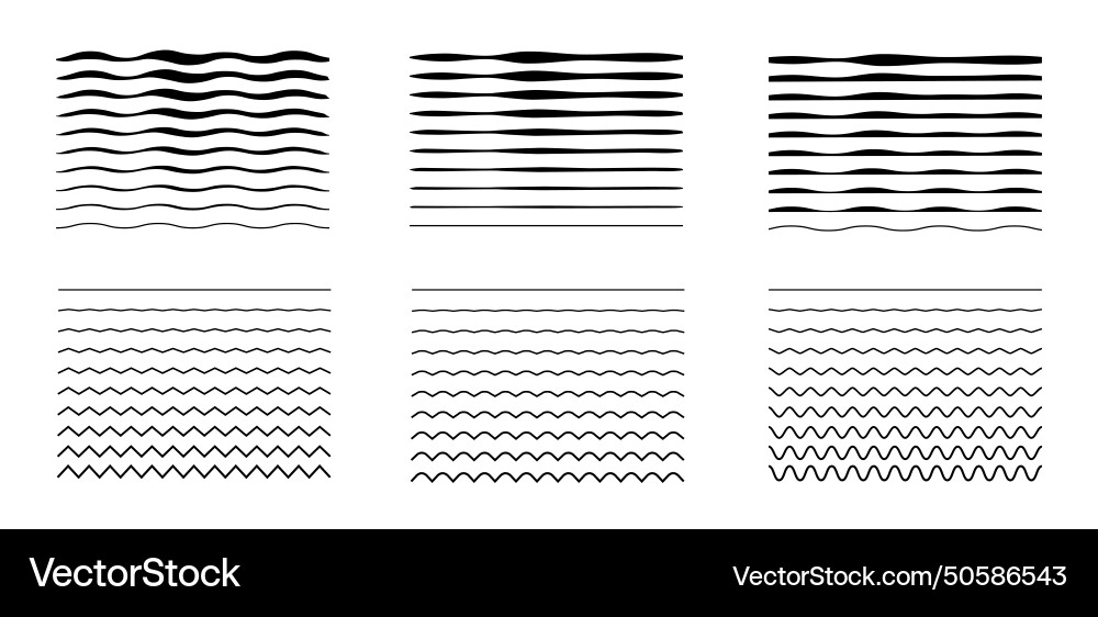 Set of wavy curves and zigzag intersecting Set of wavy curves and zigzag intersecting vector image