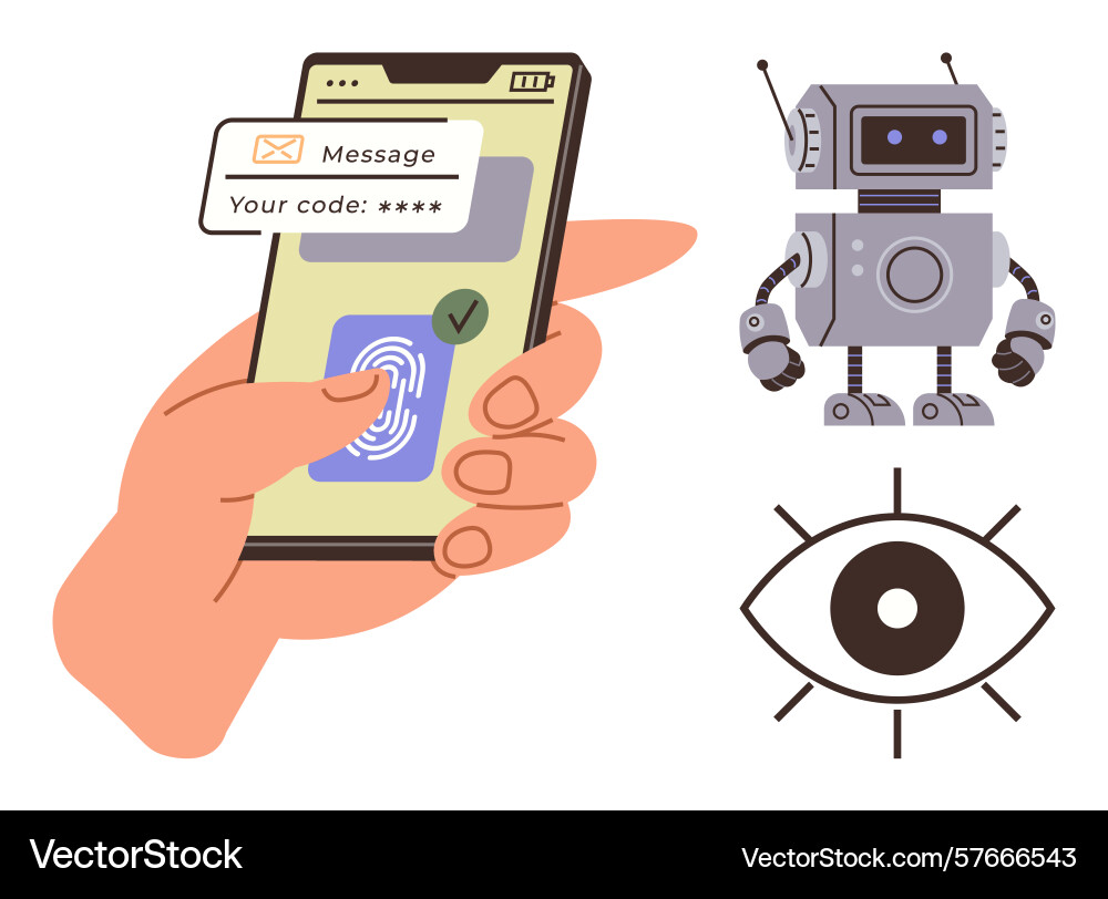 Sichere mobile Authentifizierung mit Fingerabdruck-Scan Sichere mobile Authentifizierung mit Fingerabdruck-Scan vektorbild