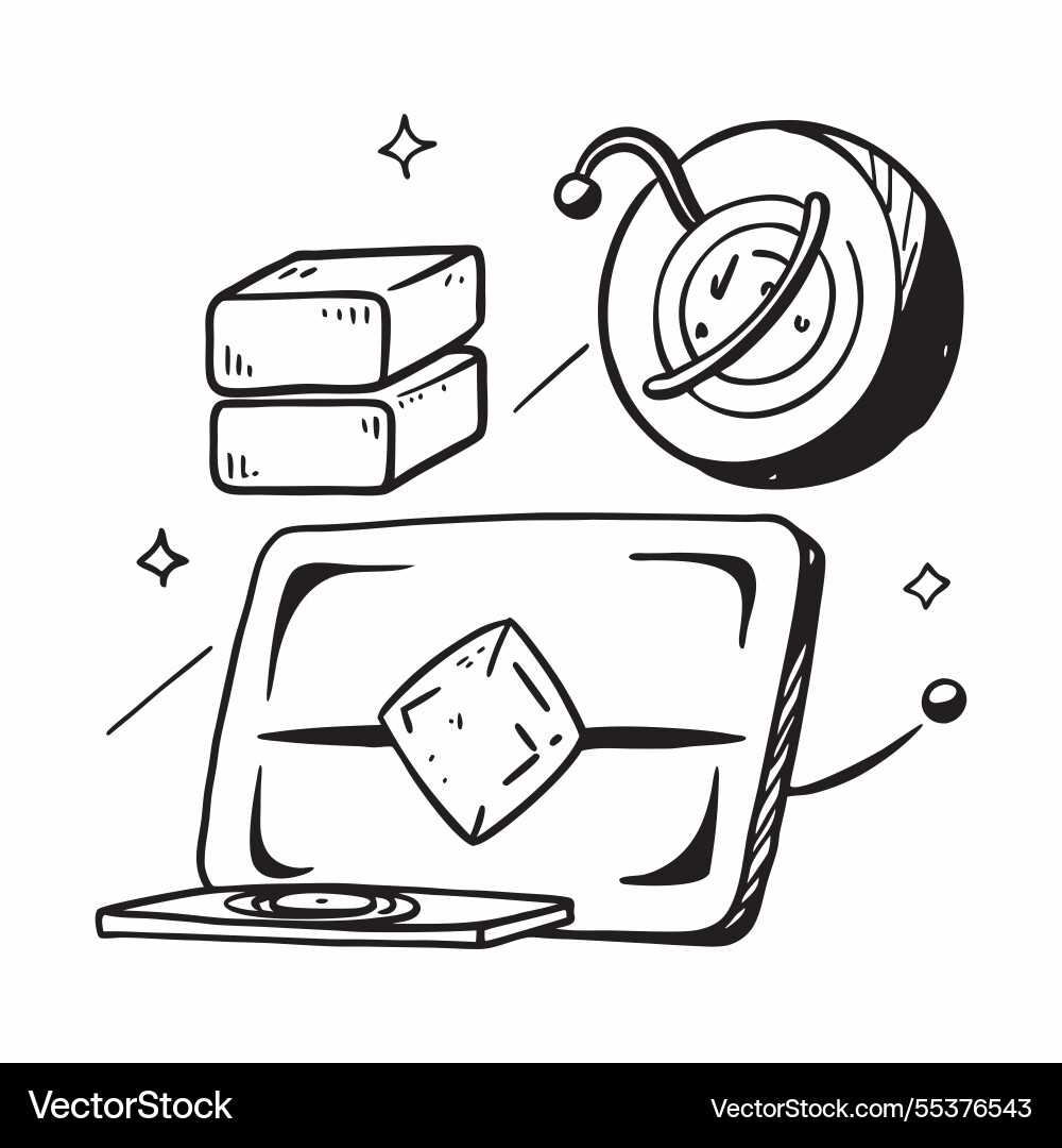 Tablet with holographic blockchain icon Tablet with holographic blockchain icon vector image