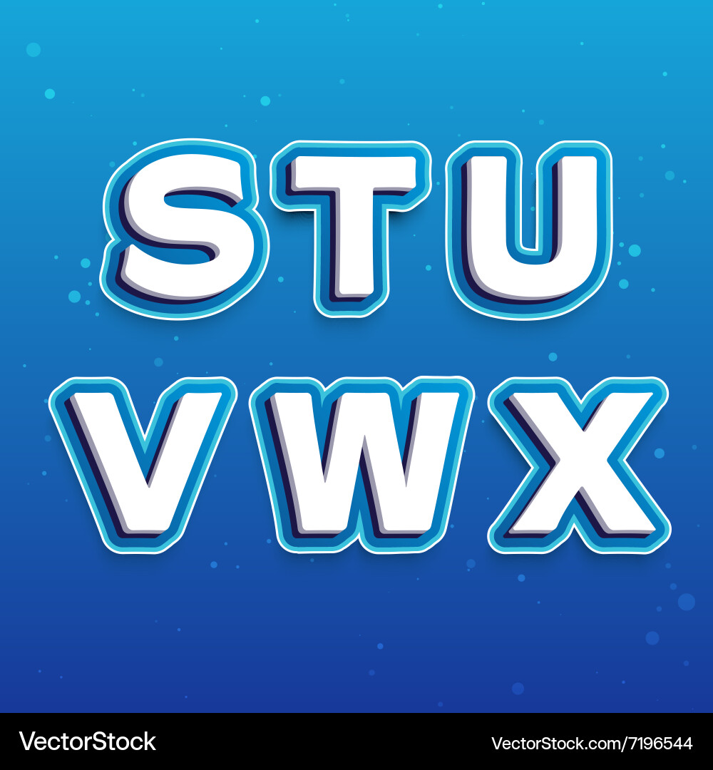 3d font in cartoon style with letters from s to x vector image