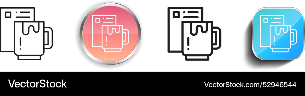 Coffee icon thin linear regular and button style Coffee icon thin linear regular and button style vector image