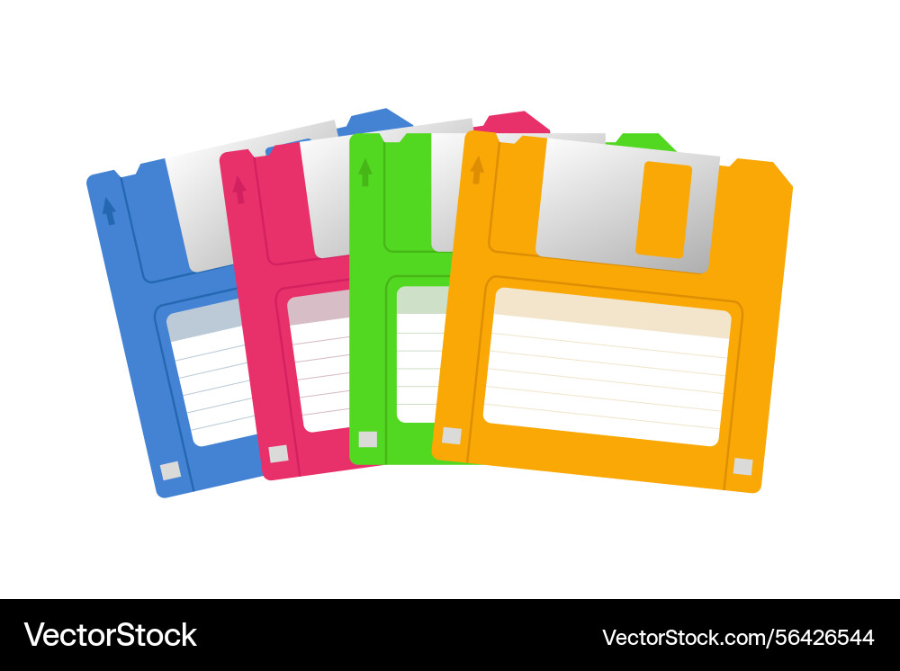 Colorful floppy disks retro collection Colorful floppy disks retro collection vector image