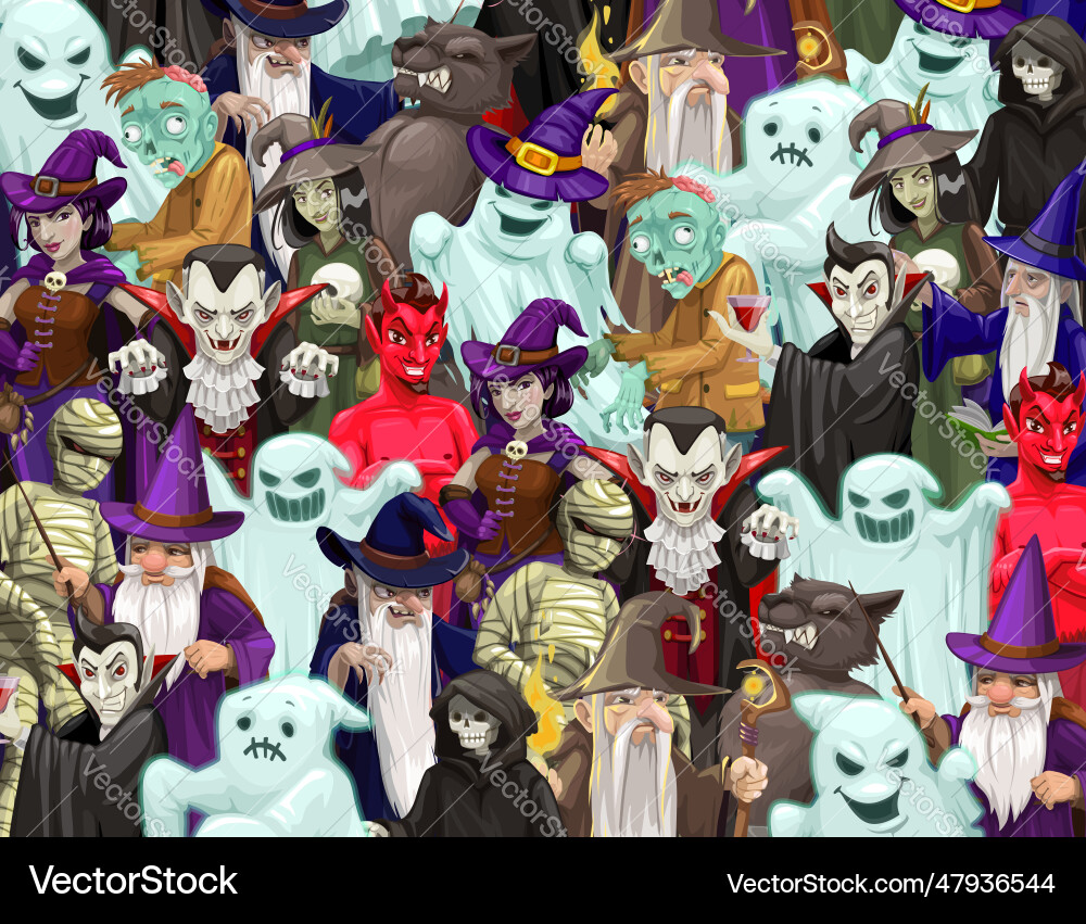 Halloween characters find a unique character game Halloween characters find a unique character game vector image