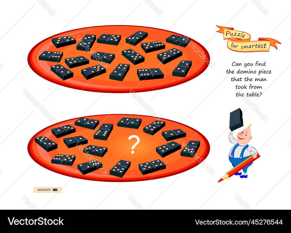 Logic puzzle for smartest can you find the domino Logic puzzle for smartest can you find the domino vector image