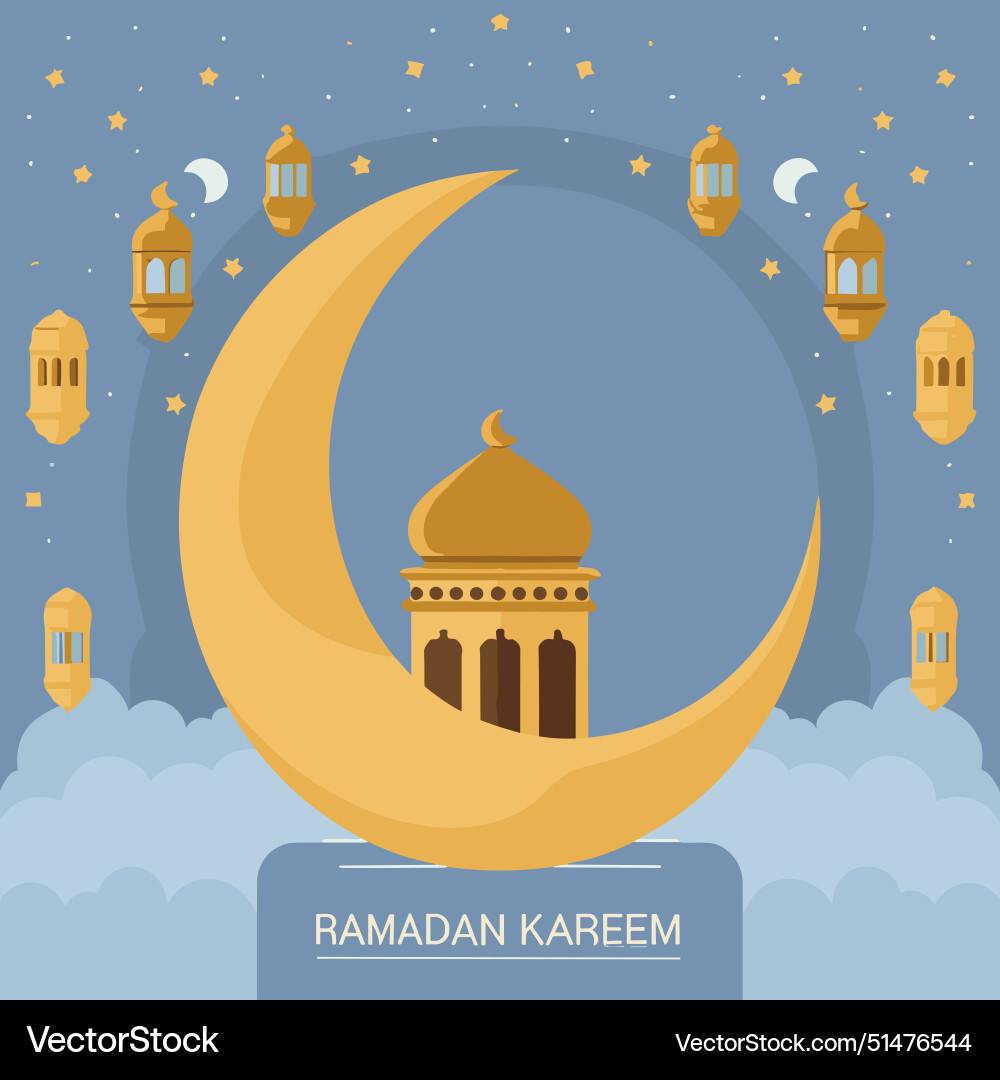 Ramadan kareem flat style greeting Ramadan kareem flat style greeting vector image