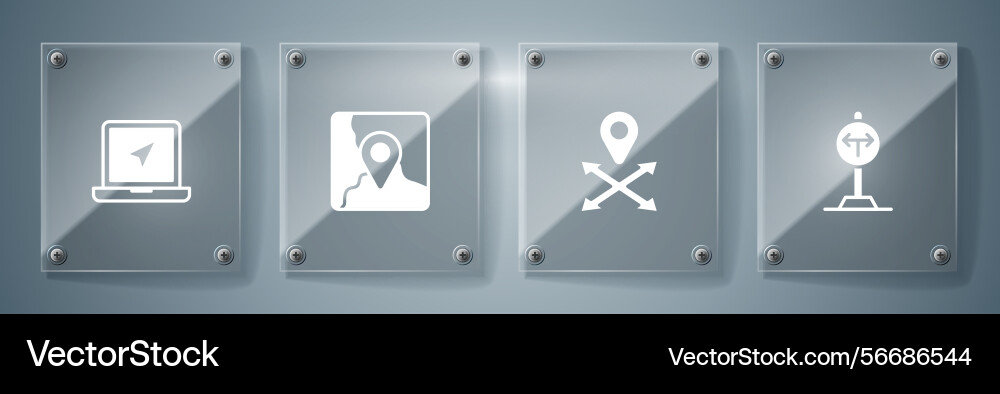 Set fork in the road location folded map Set fork in the road location folded map vector image