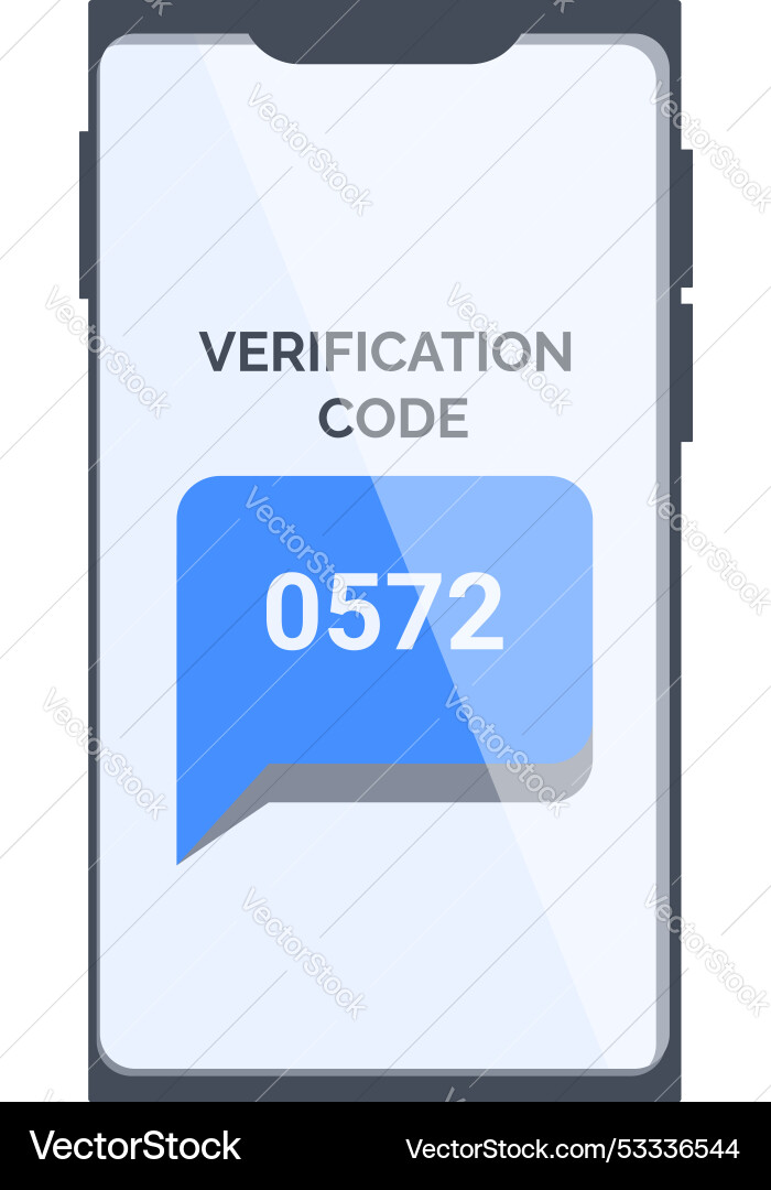 Smartphone showing verification code notification Smartphone showing verification code notification vector image