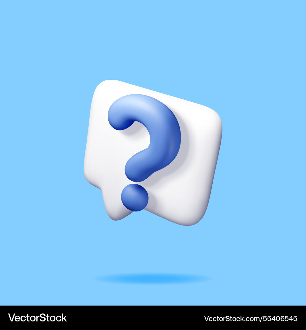 3d speech bubble with question mark isolated Vector Image