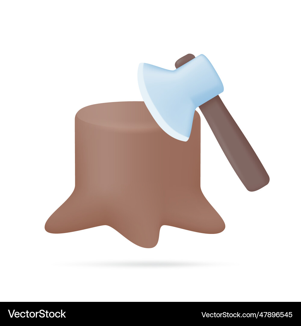 Ax and tree stop cutting down trees concept 3d Ax and tree stop cutting down trees concept 3d Vector Image