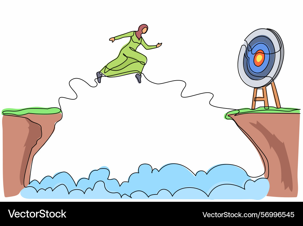Continuous one line drawing arab businesswoman Vector Image