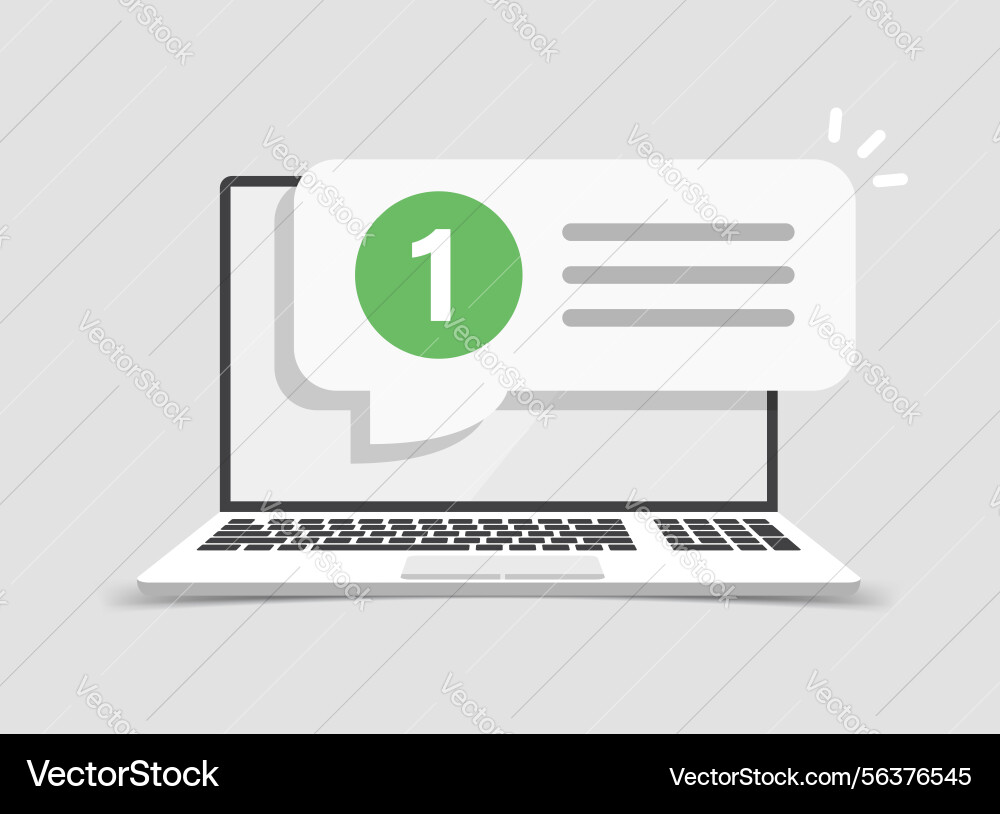 Laptop notification icon in flat style computer Laptop notification icon in flat style computer vector image