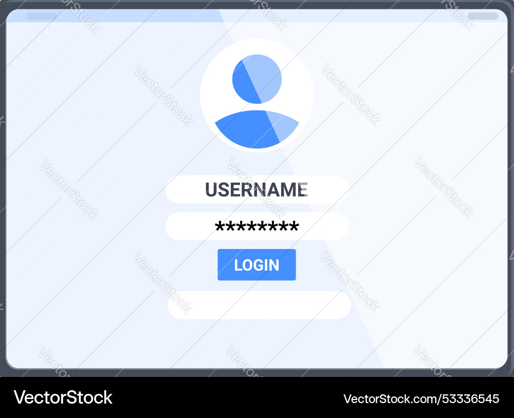 Login form appearing on computer screen Vector Image