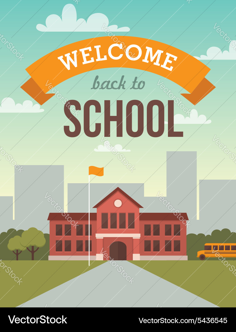 School Building Flat Illustration vector image