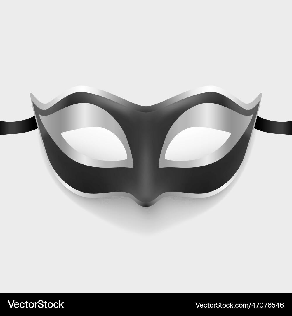 3d realistic black and silver carnival face 3d realistic black and silver carnival face vector image