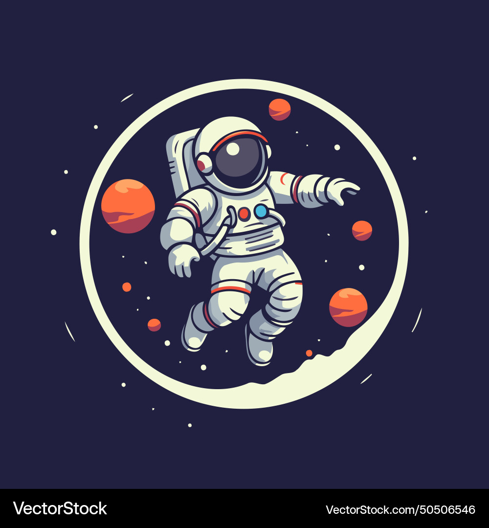 Astronaut in outer space on dark background Vector Image