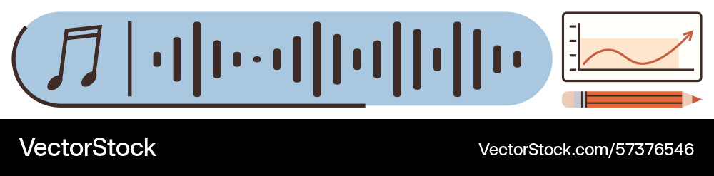 Audio waveform with music note and analytics chart Audio waveform with music note and analytics chart vector image