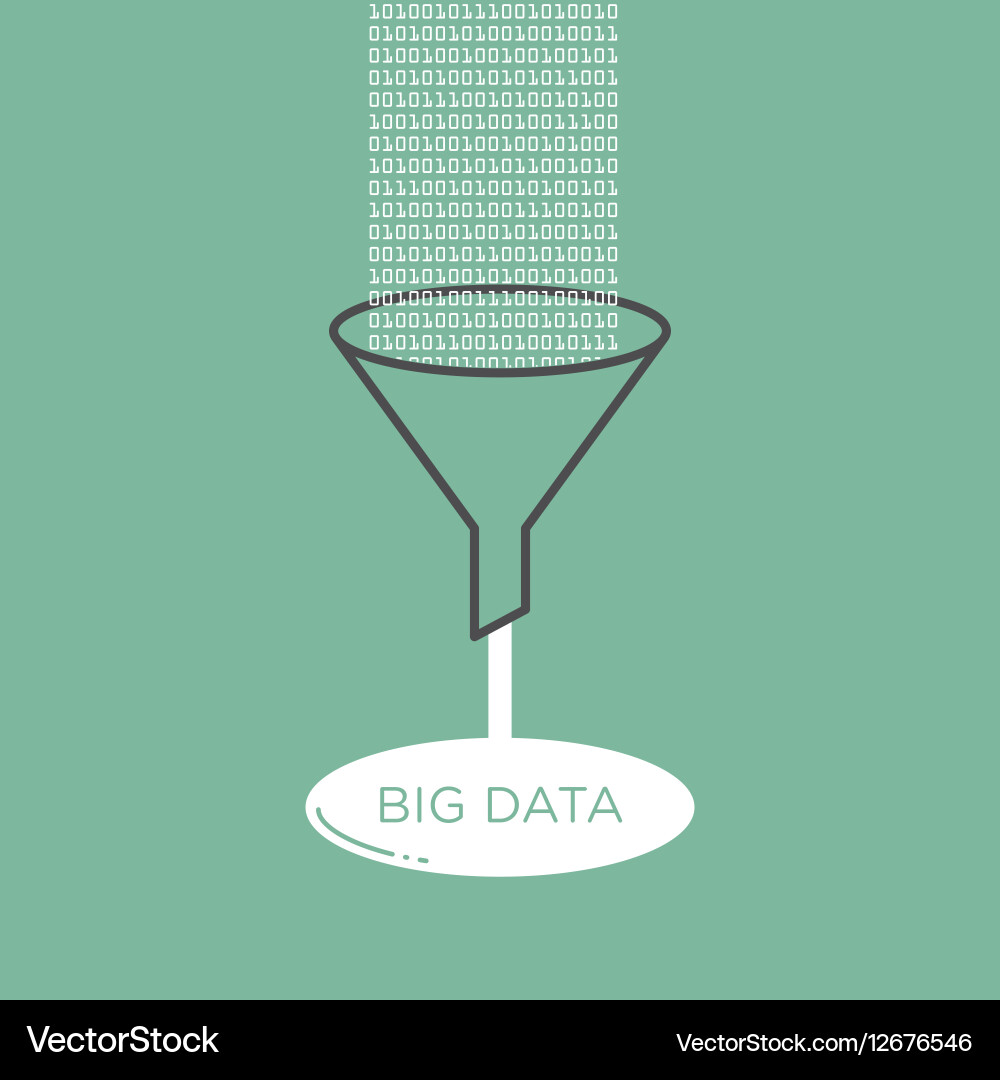 Big data analysis filter funnel Vector Image