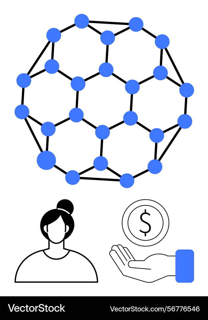 Blockchain network with connected nodes financial Blockchain network with connected nodes financial vector image