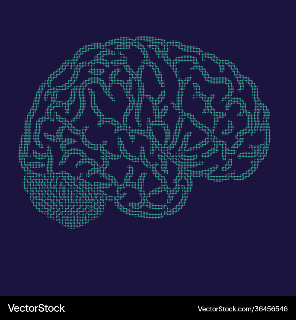 Brain dots silhouette Brain dots silhouette vector image
