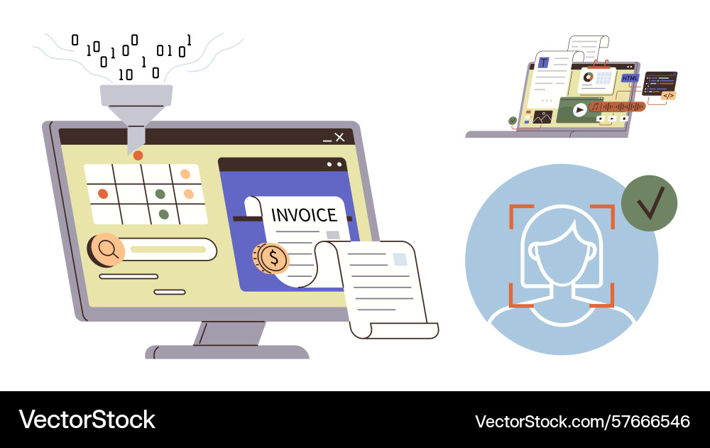 Digital automation and ai in invoice processing Digital automation and ai in invoice processing vector image