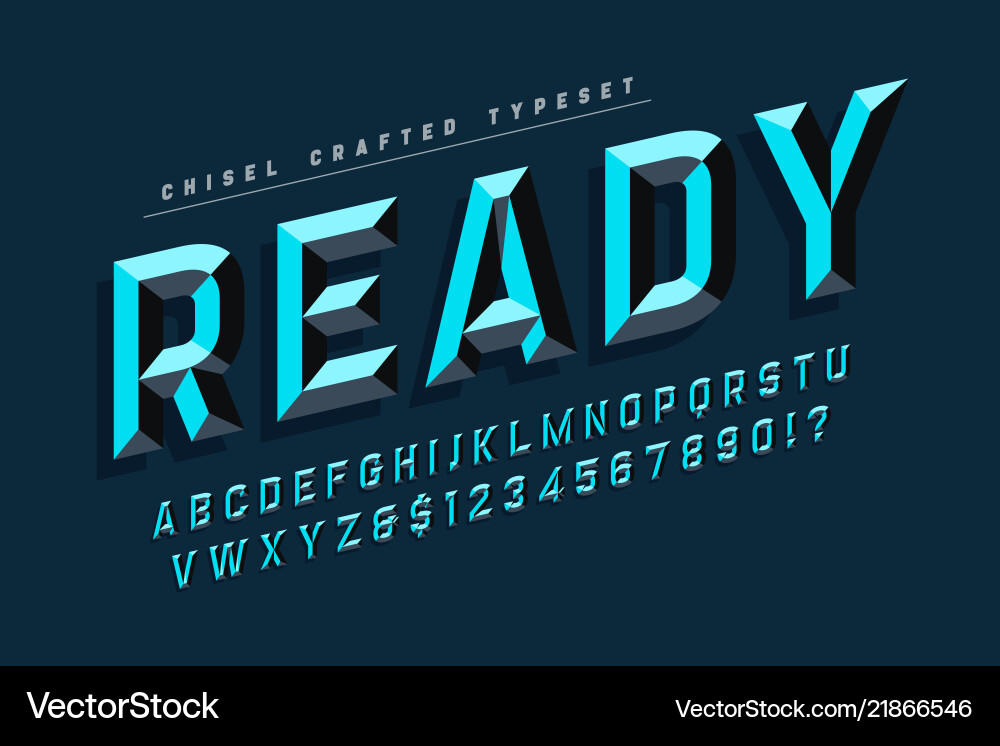 Facet Display Font - 3D Lettering vector image