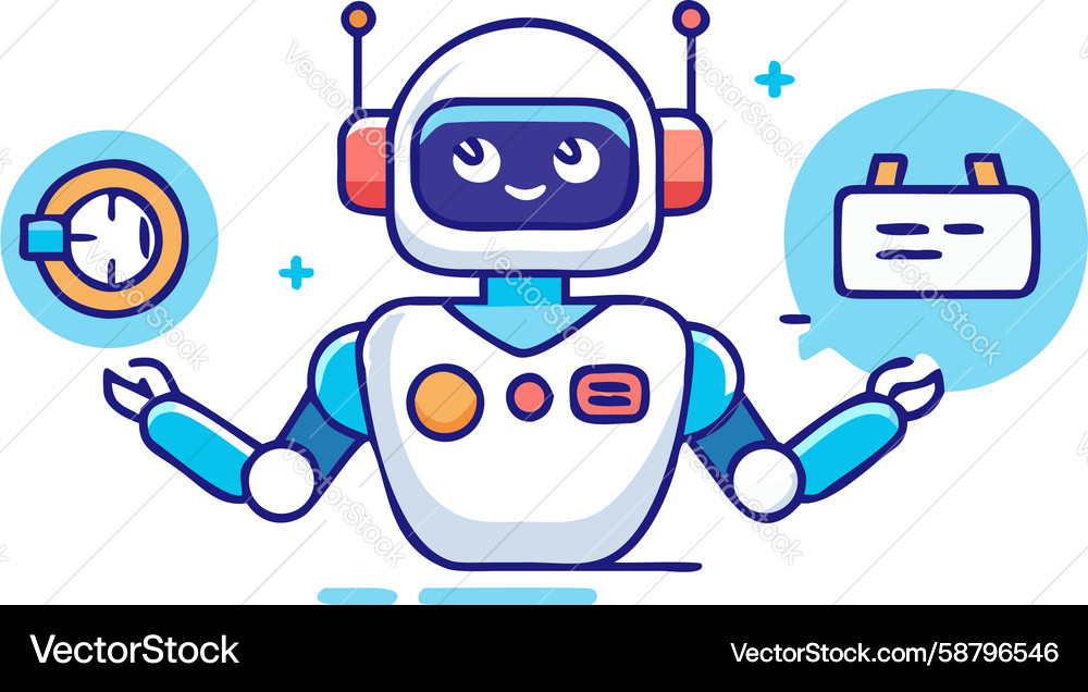 Friendly robot face with status icons design Vector Image