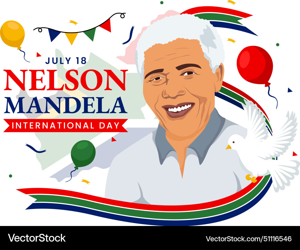 Happy nelson mandela international tag am 18 juli Happy nelson mandela international tag am 18 juli vektorbild