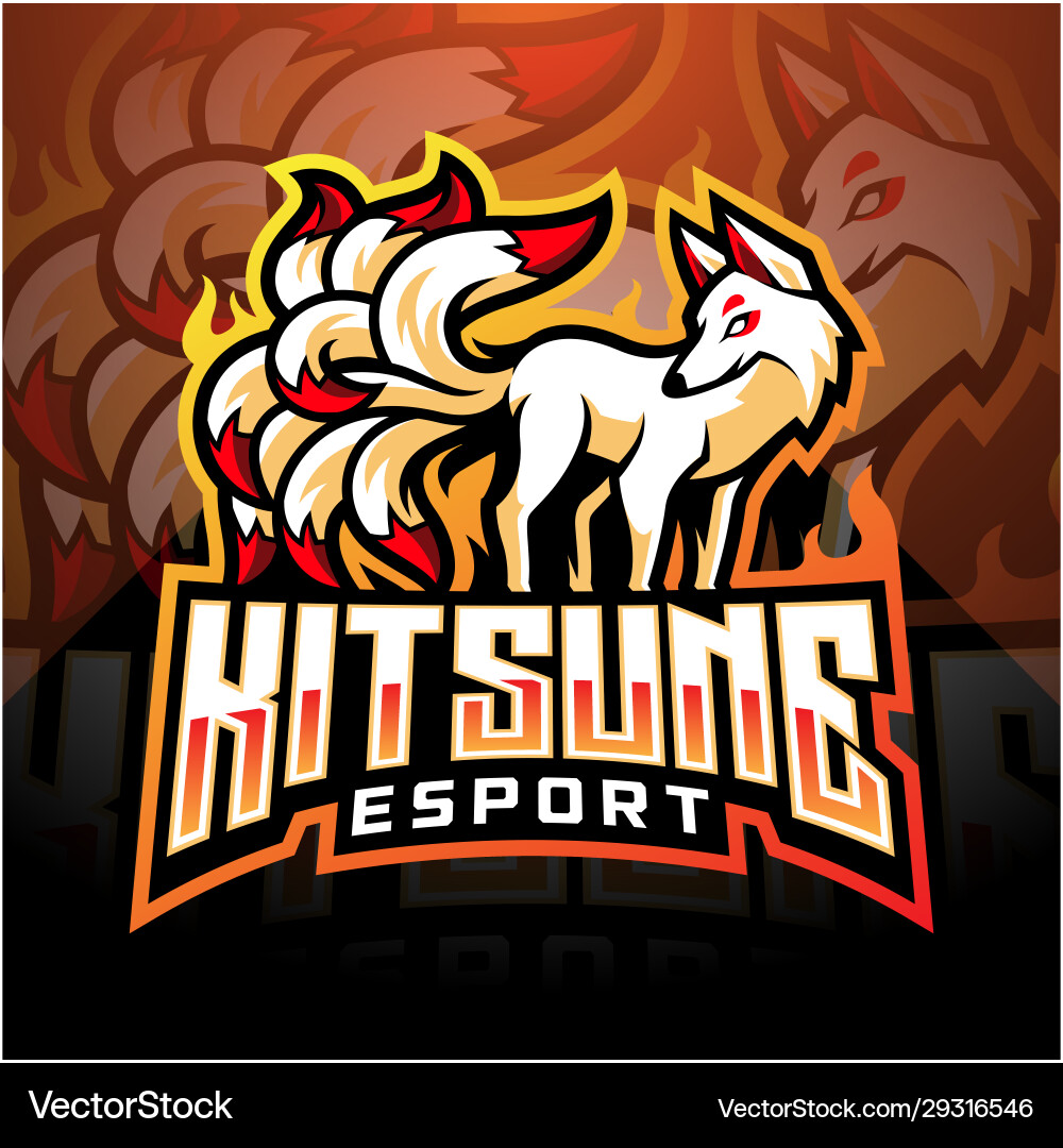 Kitsune Esports Logo - Nine-Tailed Fox Vector Image