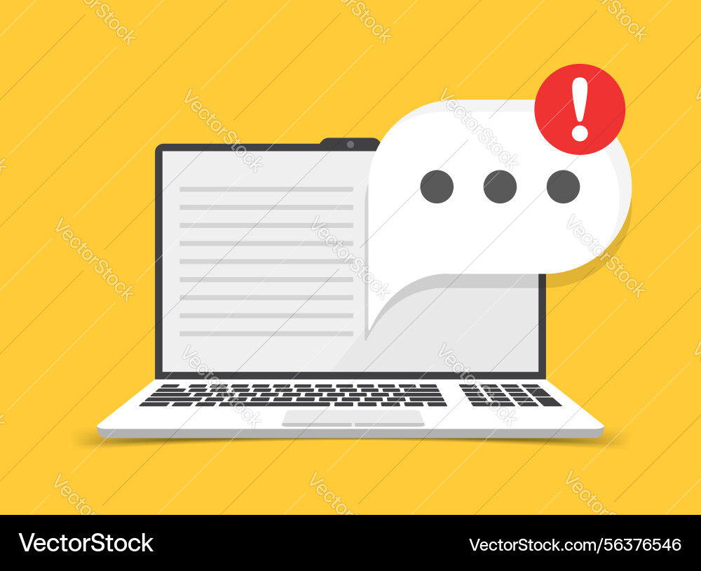 Laptop notification icon in flat style computer Laptop notification icon in flat style computer vector image