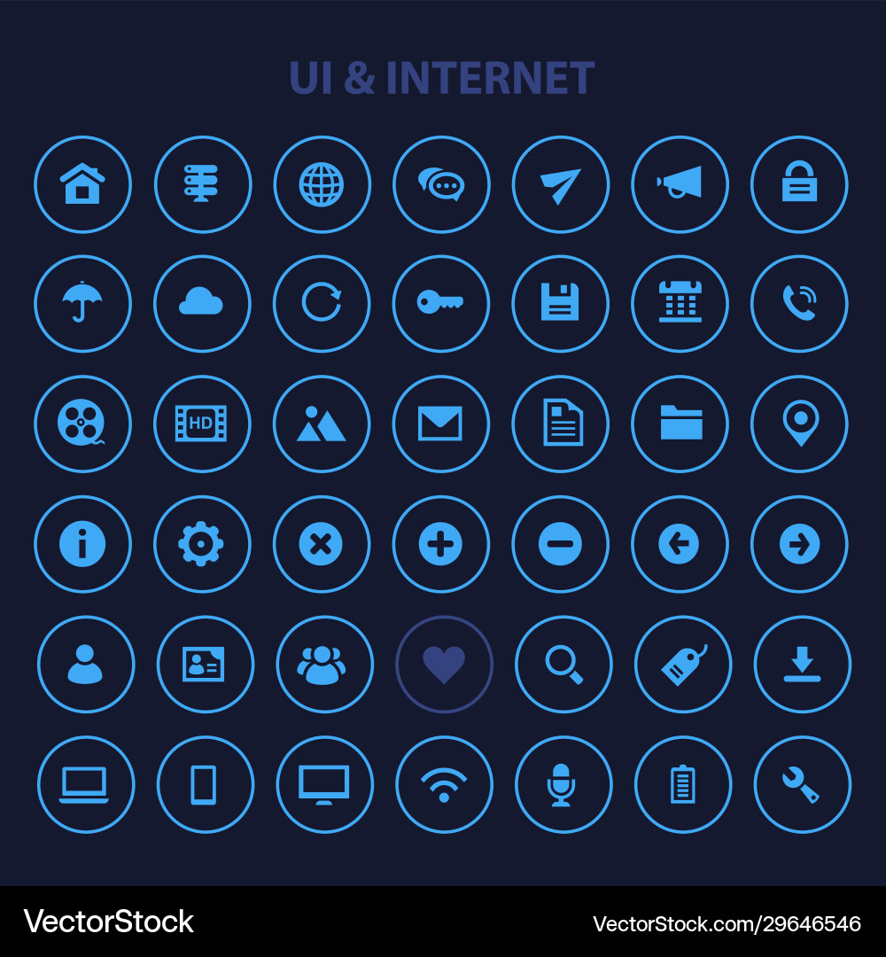 Modern UI & Internet Icon Set vector image