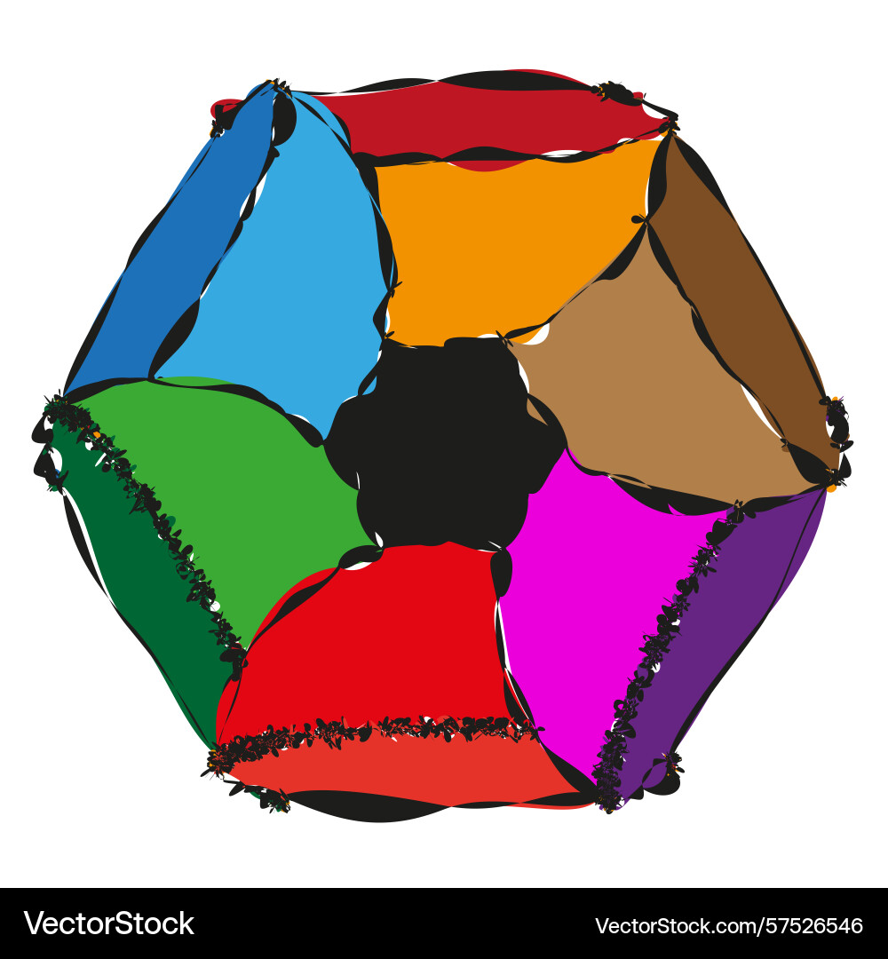 Multicoloured faceted polyhedron angularly Multicoloured faceted polyhedron angularly vector image