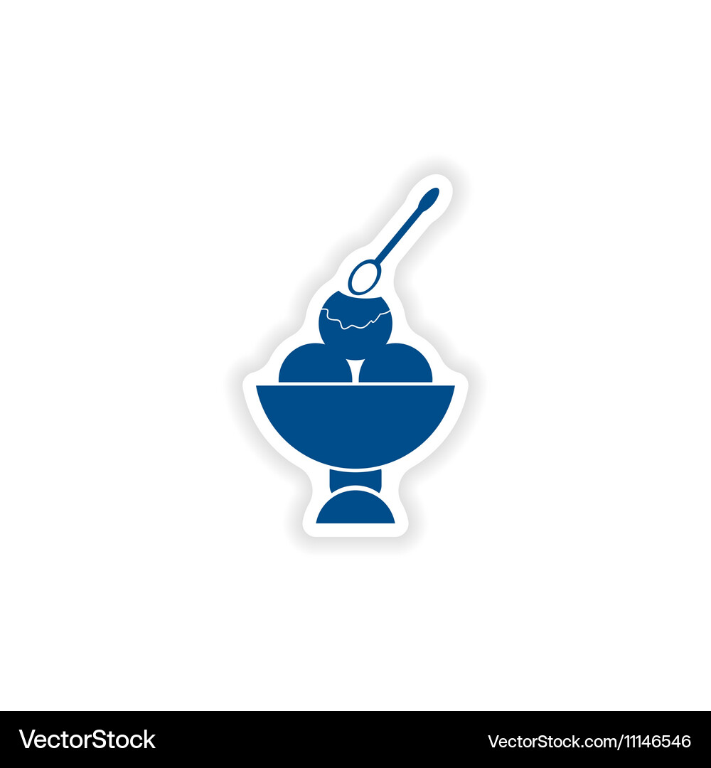 Paper sticker on white background ice cream balls Vector Image