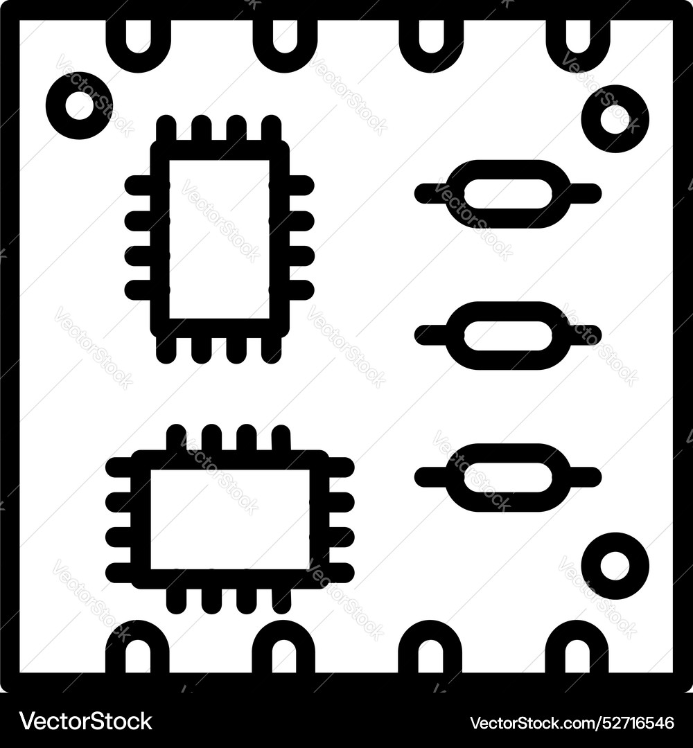 Pcb board line icon design Royalty Free Vector Image