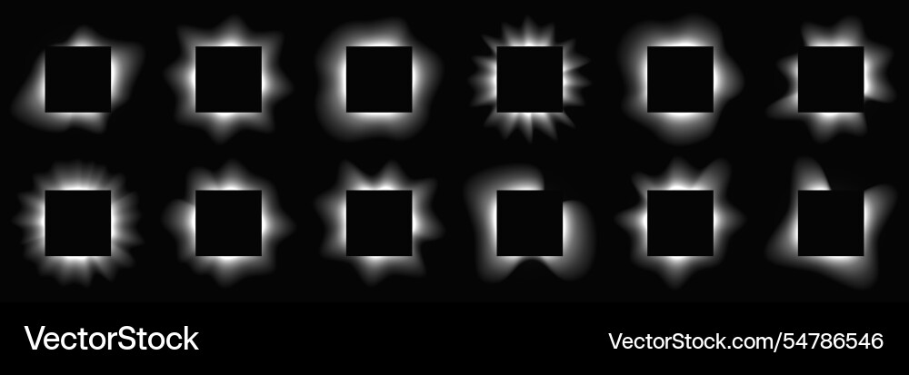 Set of square illuminate light frames Set of square illuminate light frames vector image