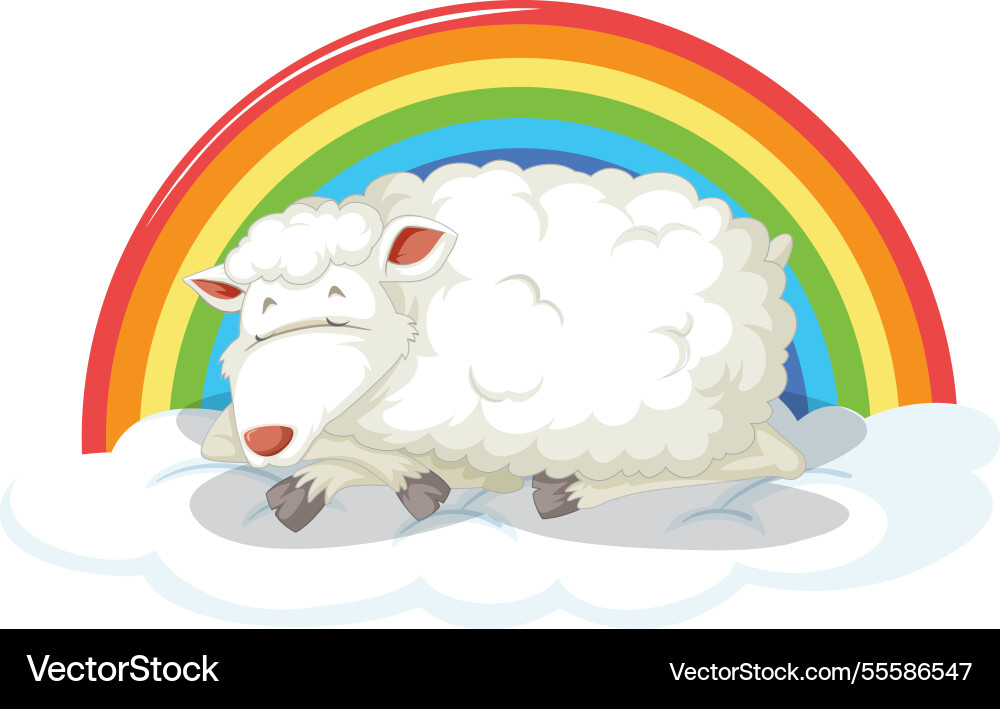 A peaceful sheep sleeping on fluffy clouds A peaceful sheep sleeping on fluffy clouds vector image