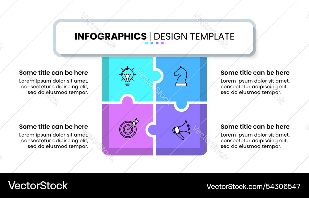 Infographic template square with 4 puzzle pieces Infographic template square with 4 puzzle pieces vector image