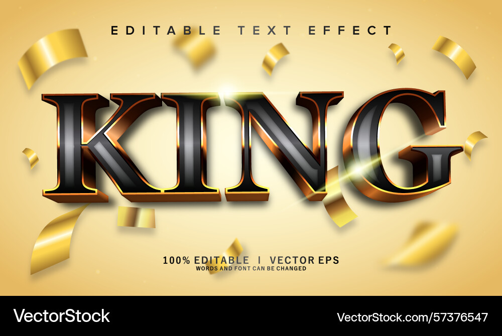 King 3d text effect with modern style design King 3d text effect with modern style design vector image
