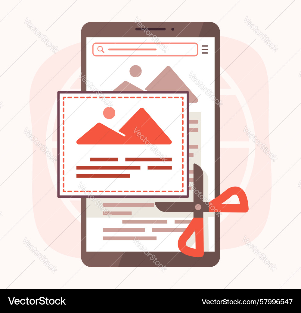 Screenshot app function tool on smartphone Vector Image