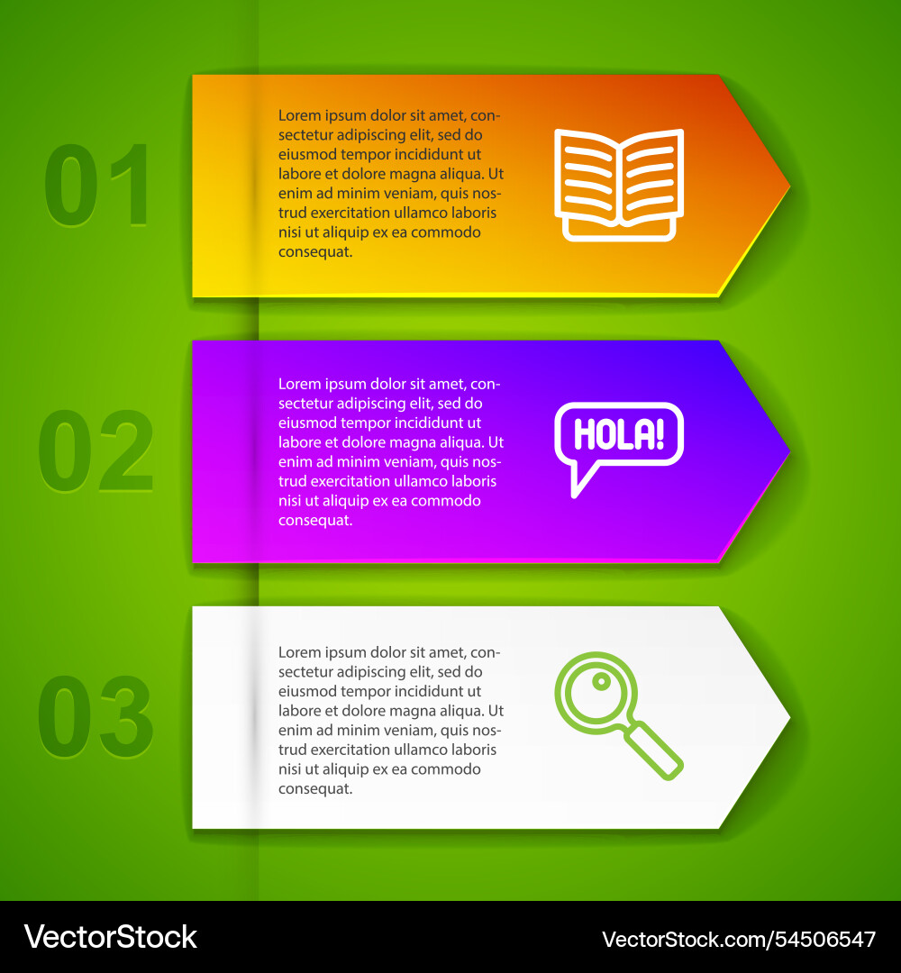 Set line open book hola in different languages Set line open book hola in different languages vector image
