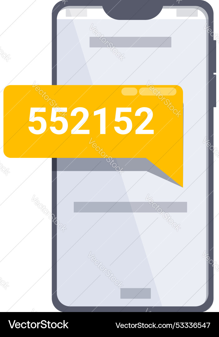 Smartphone showing one time password notification Smartphone showing one time password notification vector image