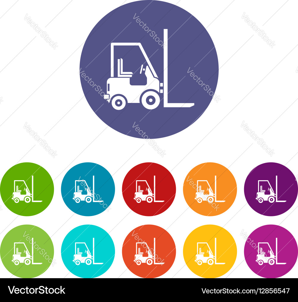 Stacker loader set icons vector image