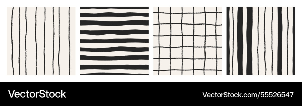 Striped & Grid Patterns - Minimalist Vector Image