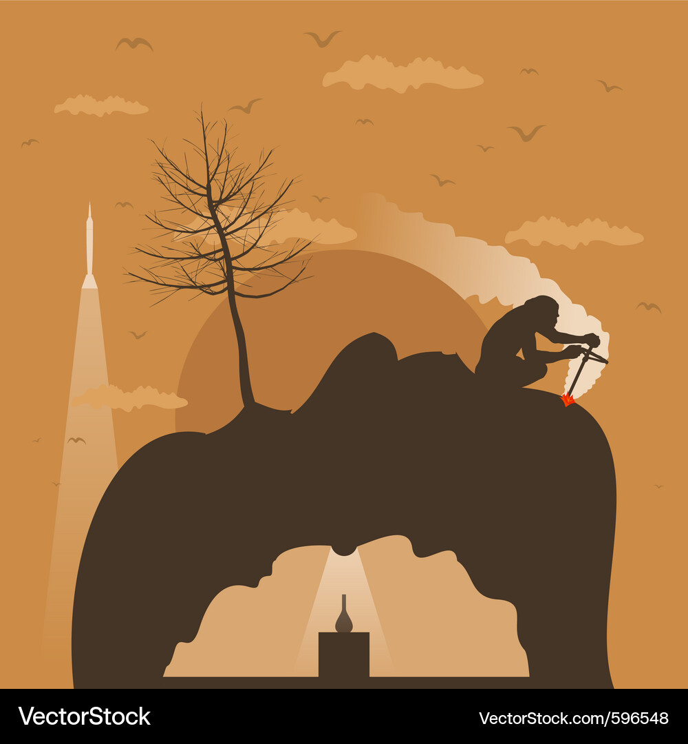 Caveman with Axe Vector Image