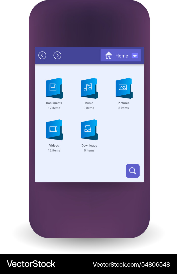 Data manager app interface with folder icons vector image