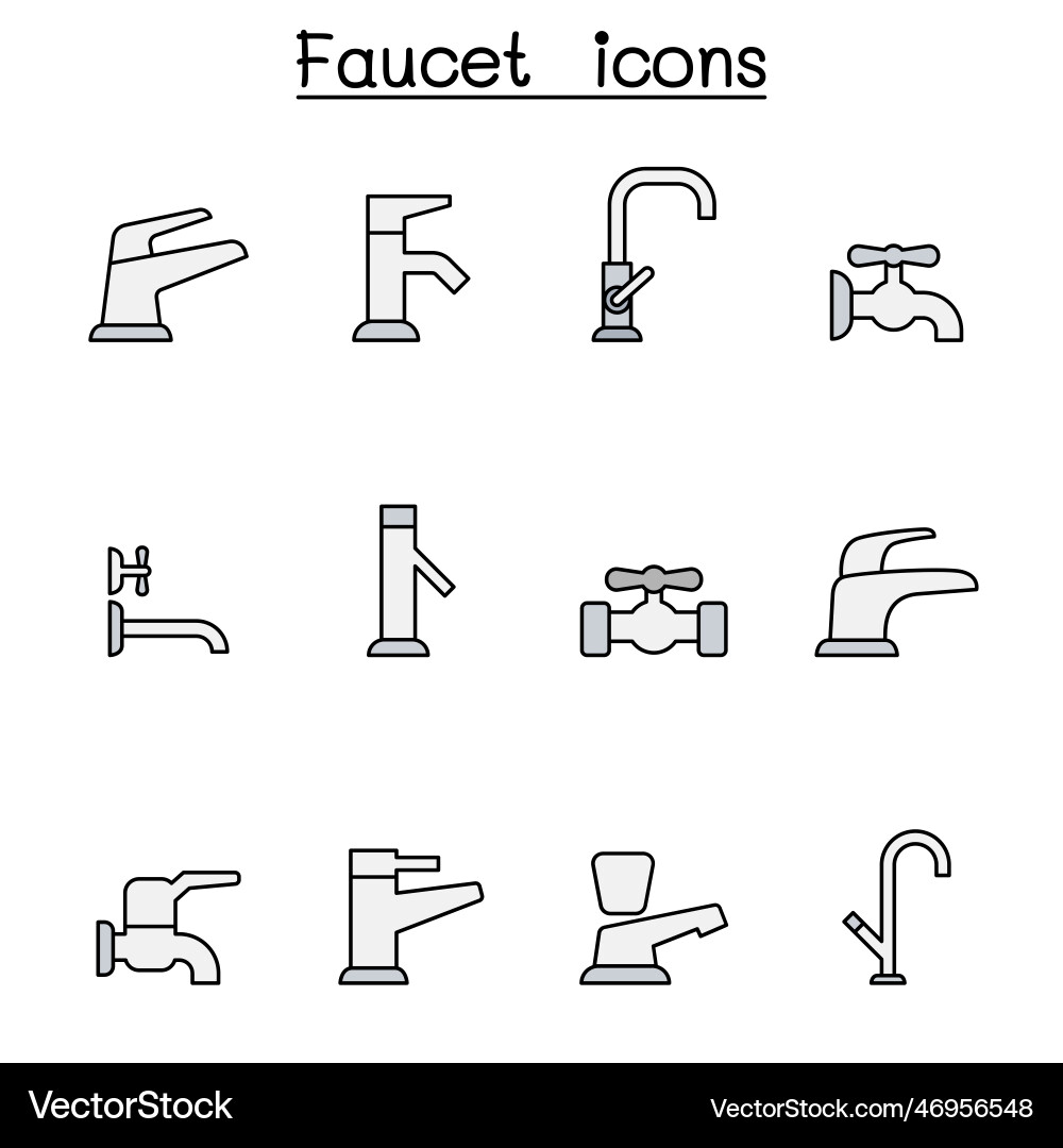 Faucet color line icon set Faucet color line icon set vector image