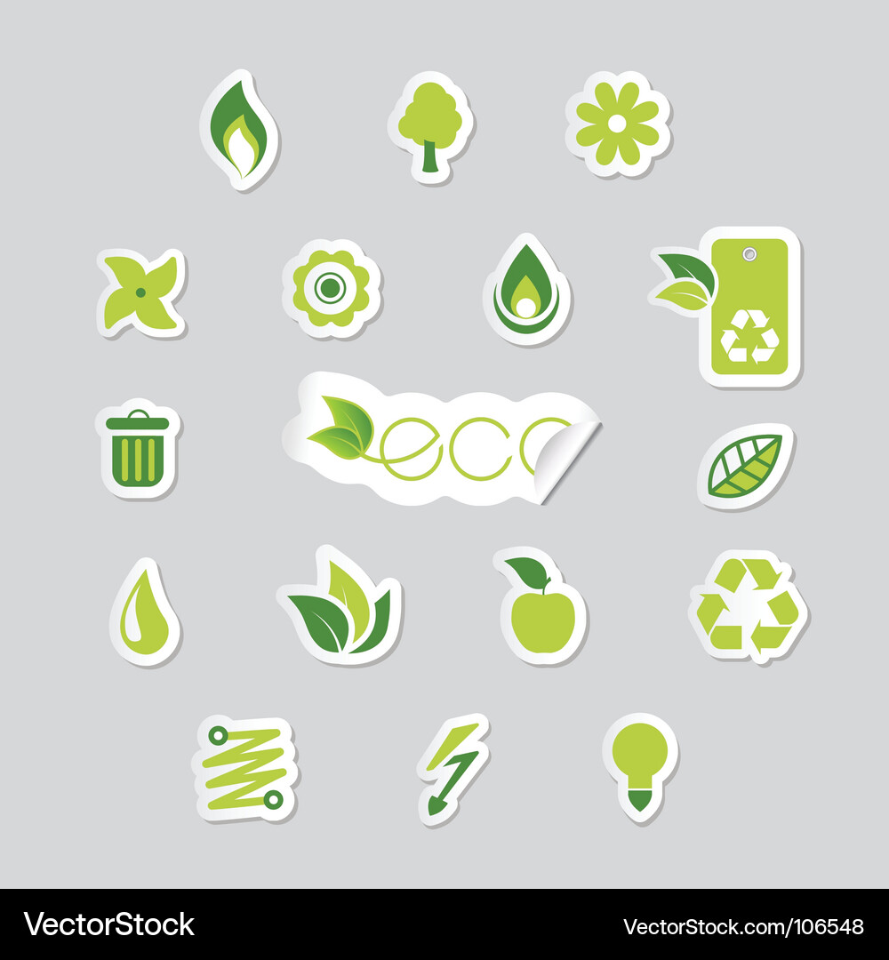 Green Leaf Icons Set Vector Image