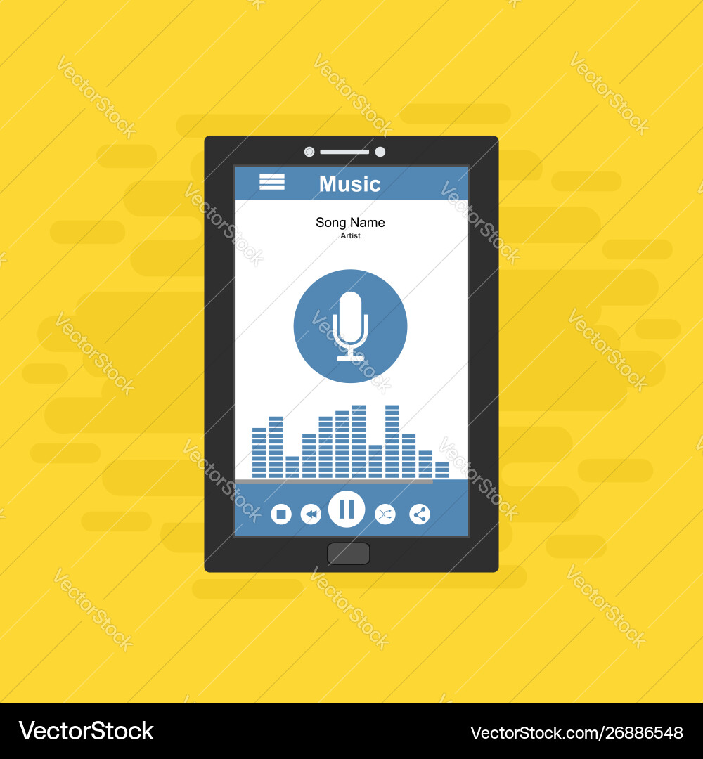Media player application app template with flat Vector Image