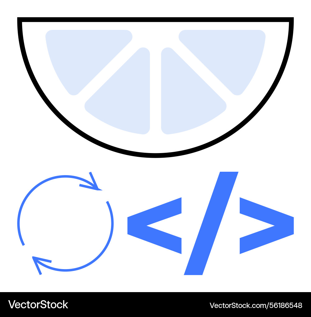 Minimalist lemon slice code brackets Minimalist lemon slice code brackets Vector Image