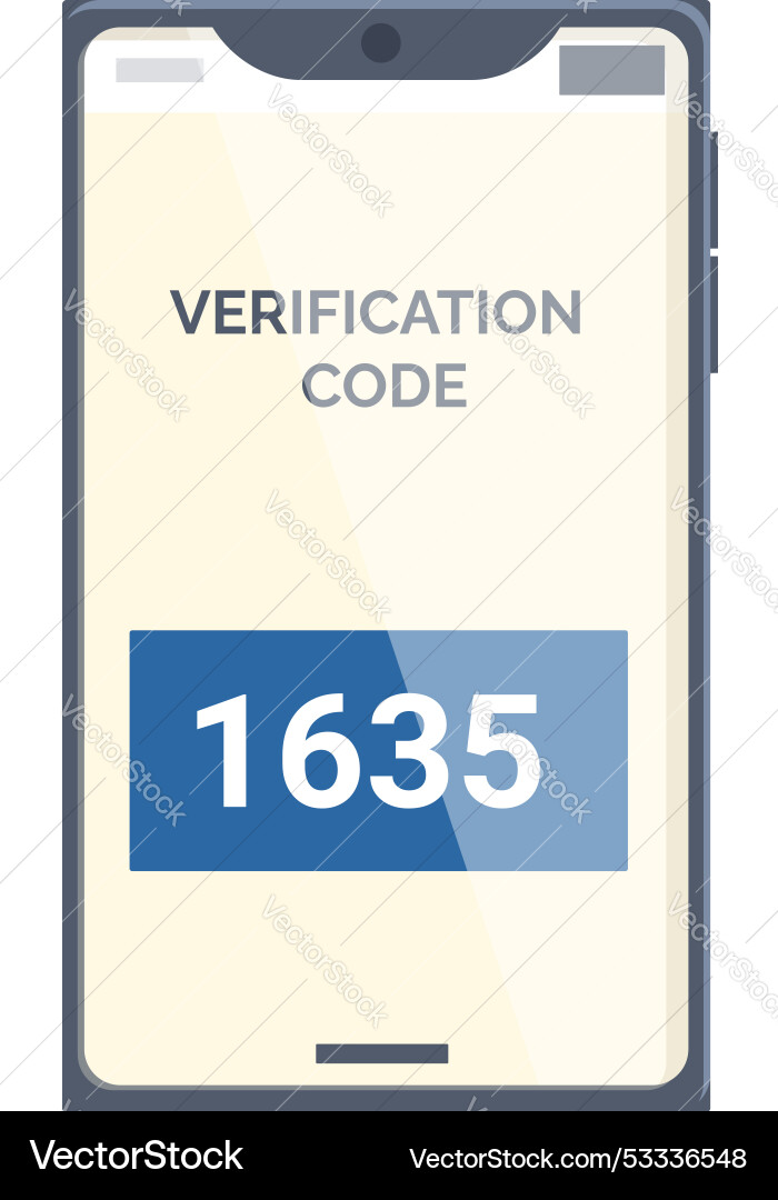 Smartphone showing verification code on screen Smartphone showing verification code on screen vector image