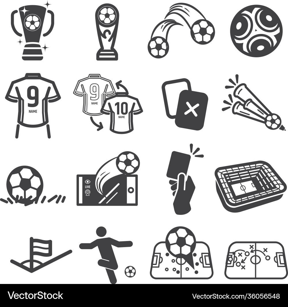 Soccer and football sports icons set Soccer and football sports icons set vector image